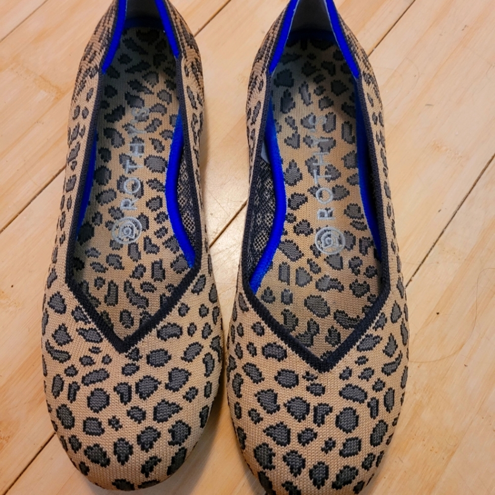 Rothy's Size 7 The Flat Round Toe Spotted Leopard Animal Fabric Ballet Flat